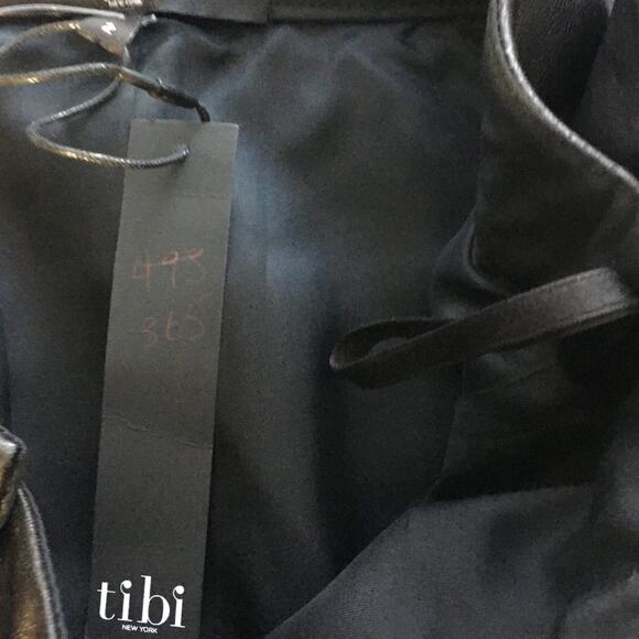 NWT Tibi Black Leather Trim Detail Pencil Skirt 2 - Picture 7 of 7
